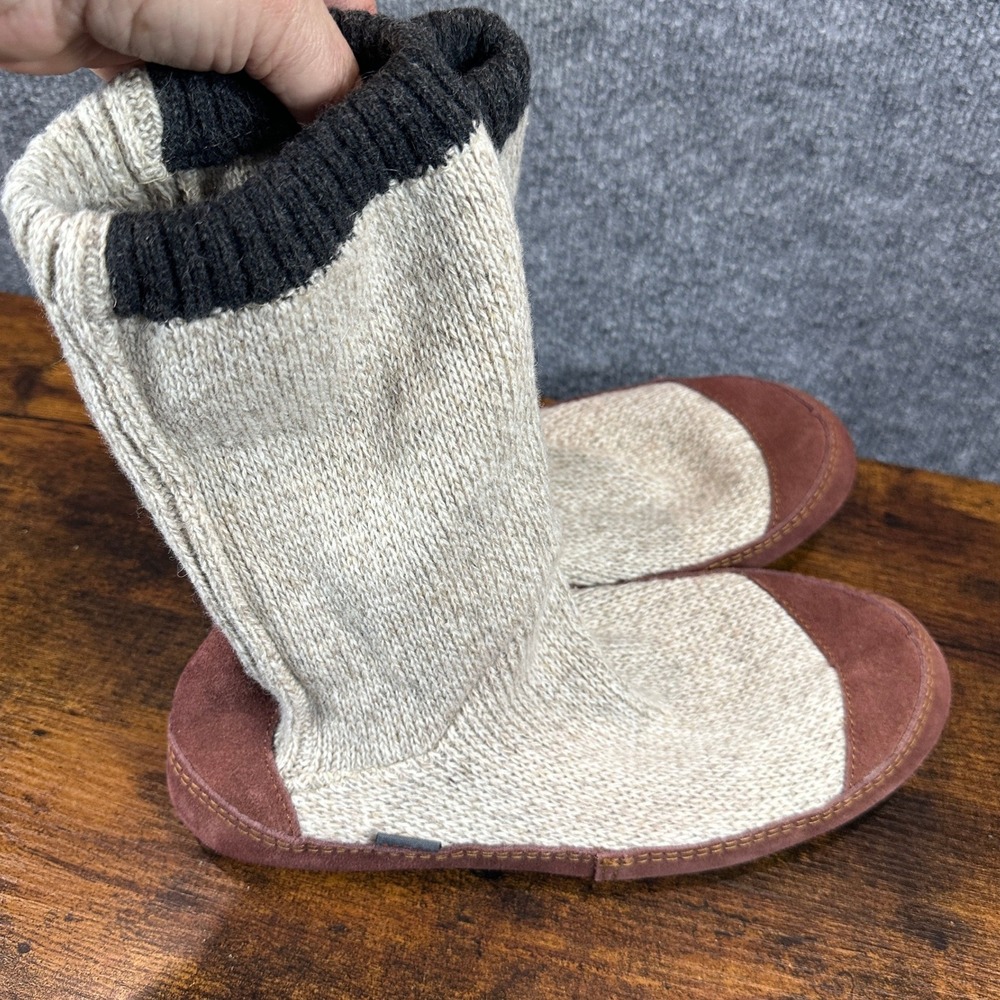 Acorn Ragg Wool Suede Slipper Socks Mens 10.5-11.5 House Shoes Hygge Rustic Warm